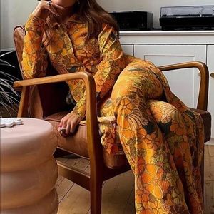 Damson Madder Recycled Psychedelic 70’s Floral Midi Dress/ cardigan sz 4